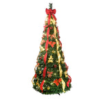 Makeatree Pop Up Christmas Tree 6-7.5ft Pre-Lit Pull Up Artificial Tree with Decorations (SSS-GN-L)