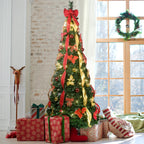 Makeatree Pop Up Christmas Tree 6-7.5ft Pre-Lit Pull Up Artificial Tree with Decorations (SSS-GN-L)