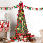 Makeatree Pop Up Christmas Tree 6-7.5ft Pre-Lit Pull Up Artificial Tree with Decorations (SSS-GN-L)