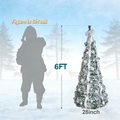 Makeatree Pop Up Christmas Tree 6-7ft Pre-Lit Silver Tinsel Collapsible Tree with Ornaments (SSS-SR-L)