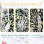 Makeatree Pop Up Christmas Tree 6-7ft Pre-Lit Silver Tinsel Collapsible Tree with Ornaments (SSS-SR-L)