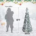 Makeatree Pop Up Christmas Tree 6-7ft Pre-Lit Silver Tinsel Collapsible Tree with Ornaments (SSS-SR-L)