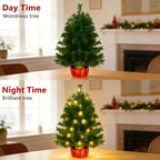 Makeatree Tabletop Christmas Tree 2ft Pre-Lit - Mini Artificial Xmas Tree with 50 LED Lights (SUS-L)
