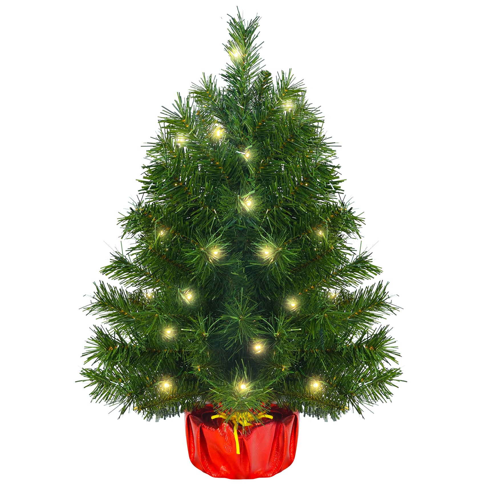 Makeatree Tabletop Christmas Tree 2ft Pre-Lit - Mini Artificial Xmas Tree with 50 LED Lights (SUS20T-75T-50L)