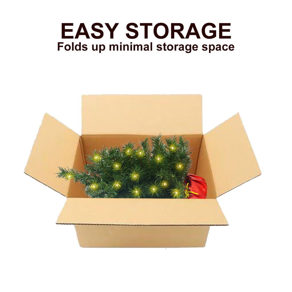 Makeatree Tabletop Christmas Tree 2ft Pre-Lit - Mini Artificial Xmas Tree with 50 LED Lights (SUS20T-75T-50L)