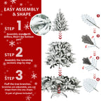 Makeatree White Flocked Snow Spruce 5-7ft Unlit Artificial Christmas Tree with Stand (SXT-TF)