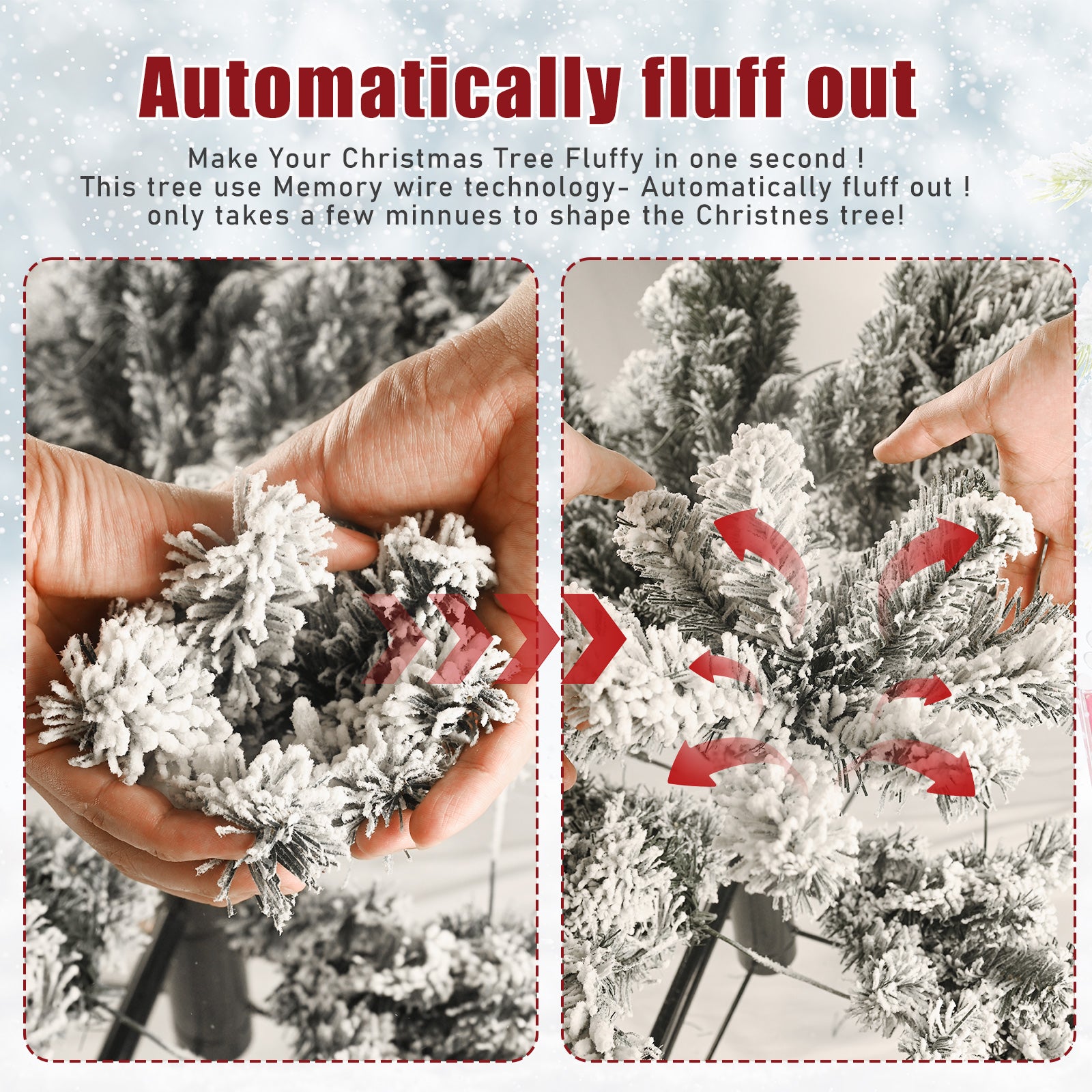 Makeatree White Flocked Snow Spruce 5-7ft Unlit Artificial Christmas Tree with Stand (SXT-TF)