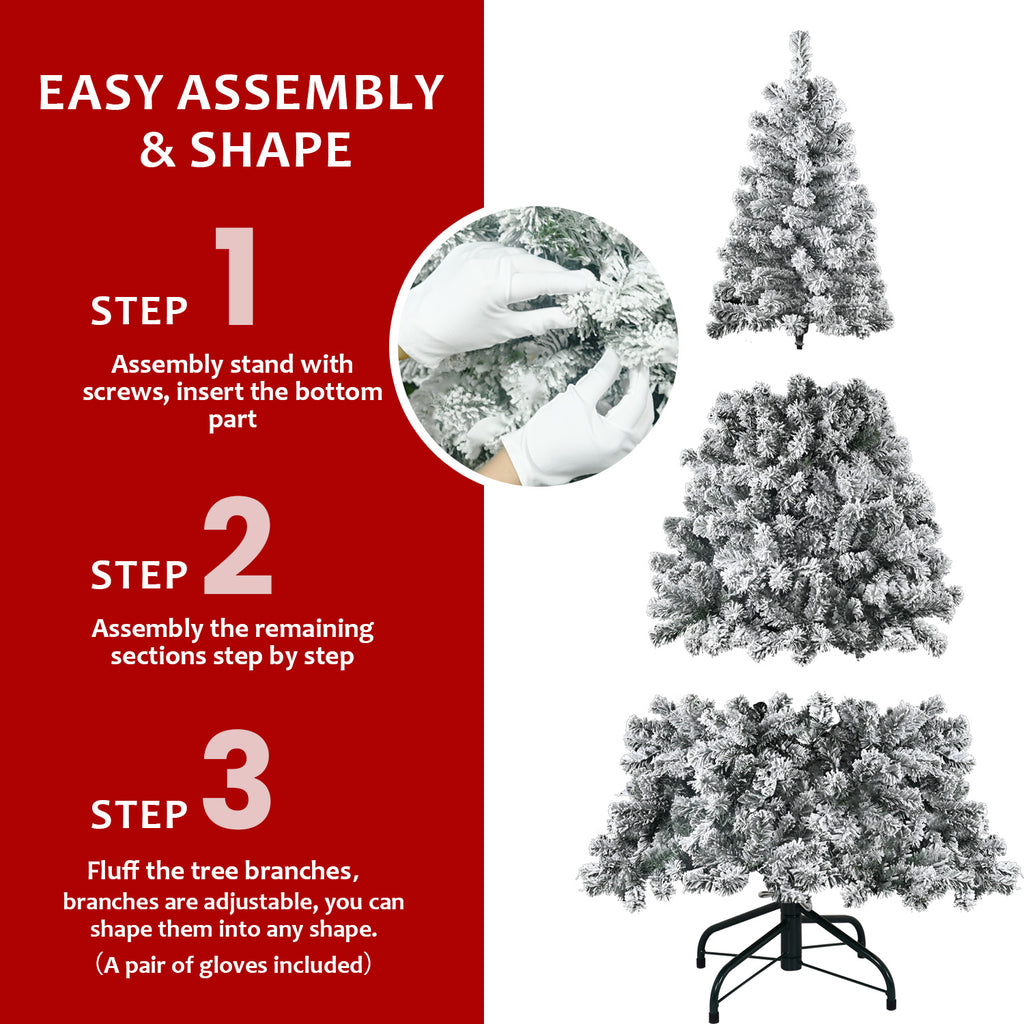 Makeatree Full Flocked Christmas Tree 4ft Unlit White Snow Artificial Tree with Stand (THT-TS)