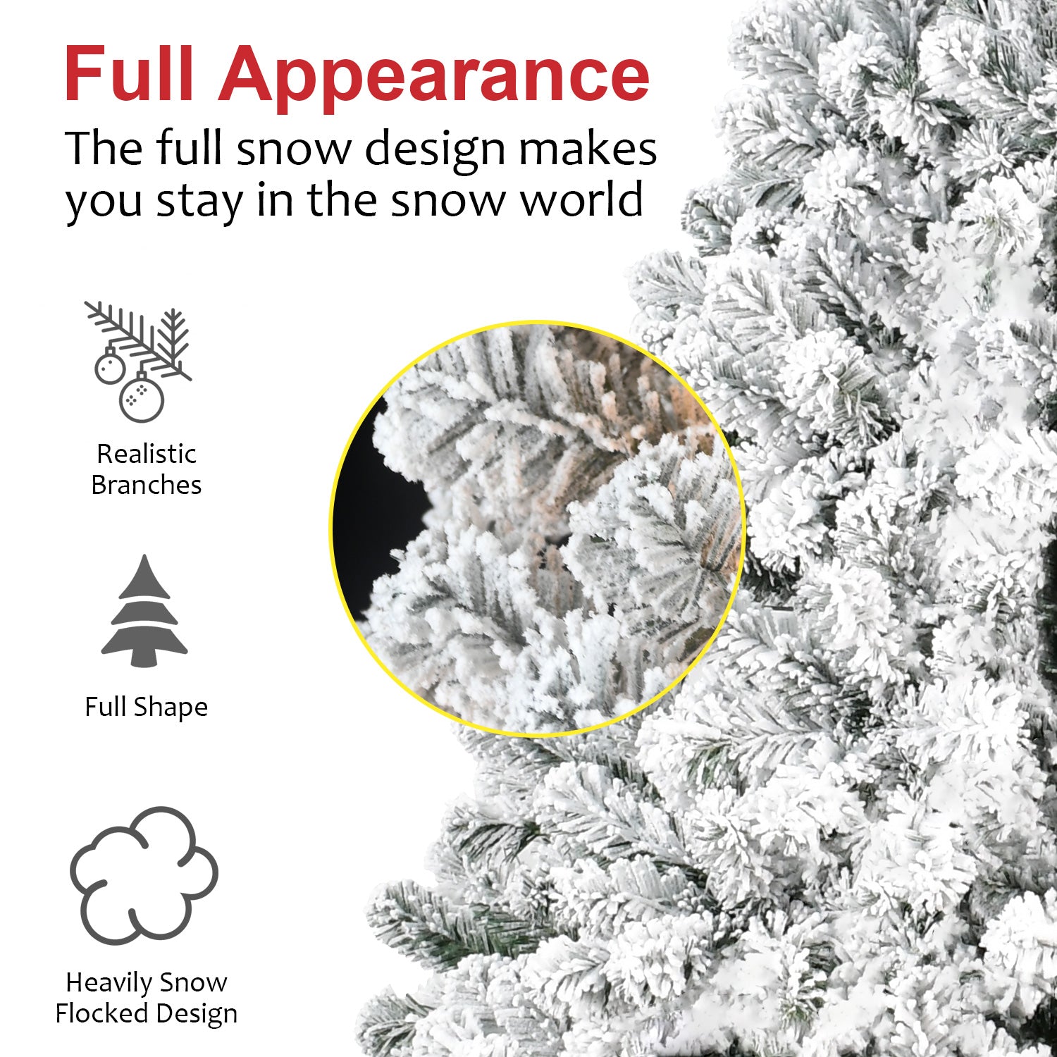 Makeatree Full Flocked Christmas Tree 4ft Unlit White Snow Artificial Tree with Stand (THT-TS)