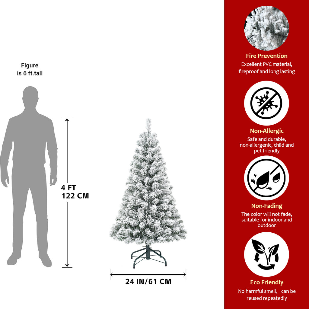 Makeatree Full Flocked Christmas Tree 4ft Unlit White Snow Artificial Tree with Stand (THT-TS)