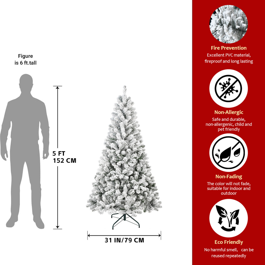 Makeatree Full Flocked Christmas Tree 4ft Unlit White Snow Artificial Tree with Stand (THT-TS)