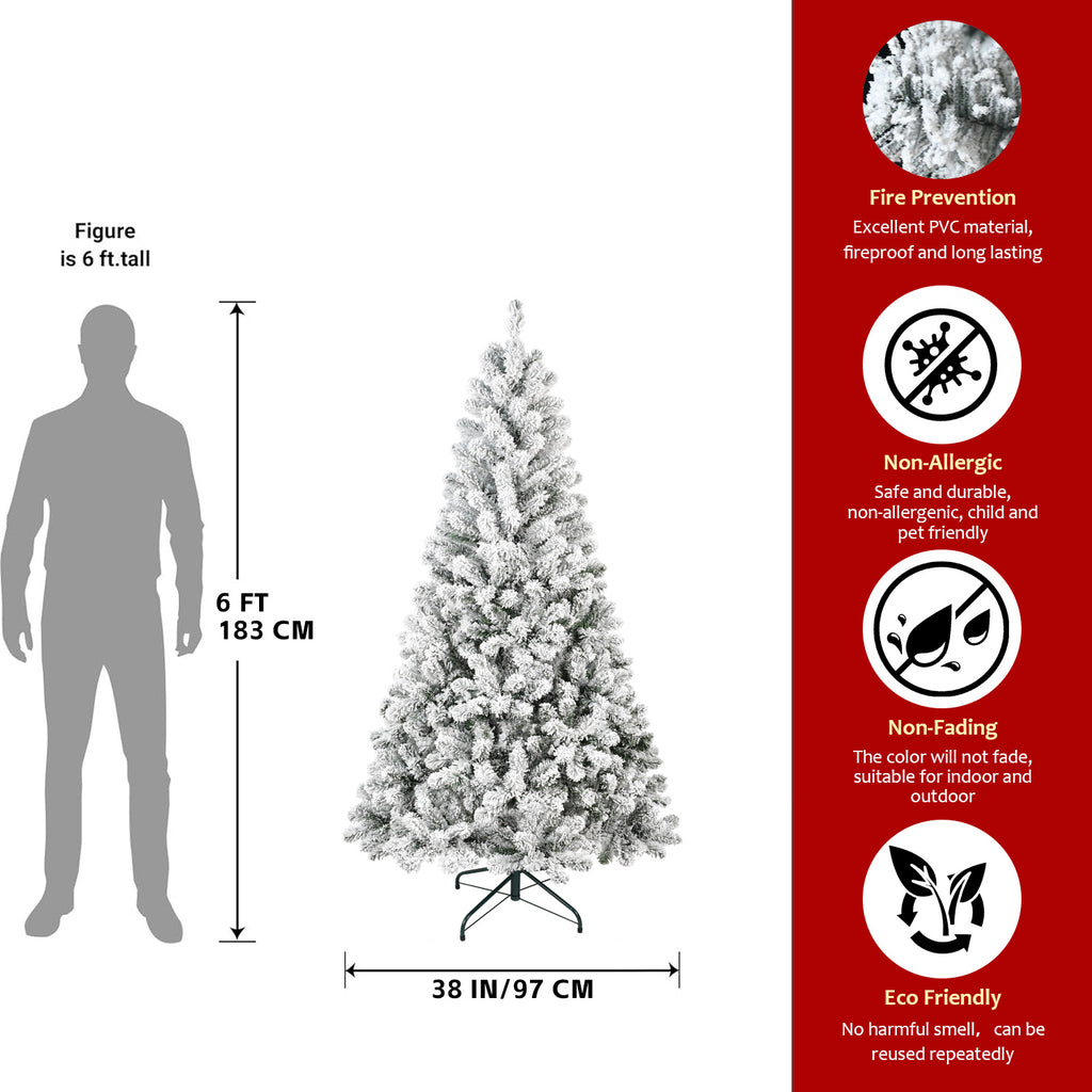 Makeatree Full Flocked Christmas Tree 4ft Unlit White Snow Artificial Tree with Stand (THT-TS)