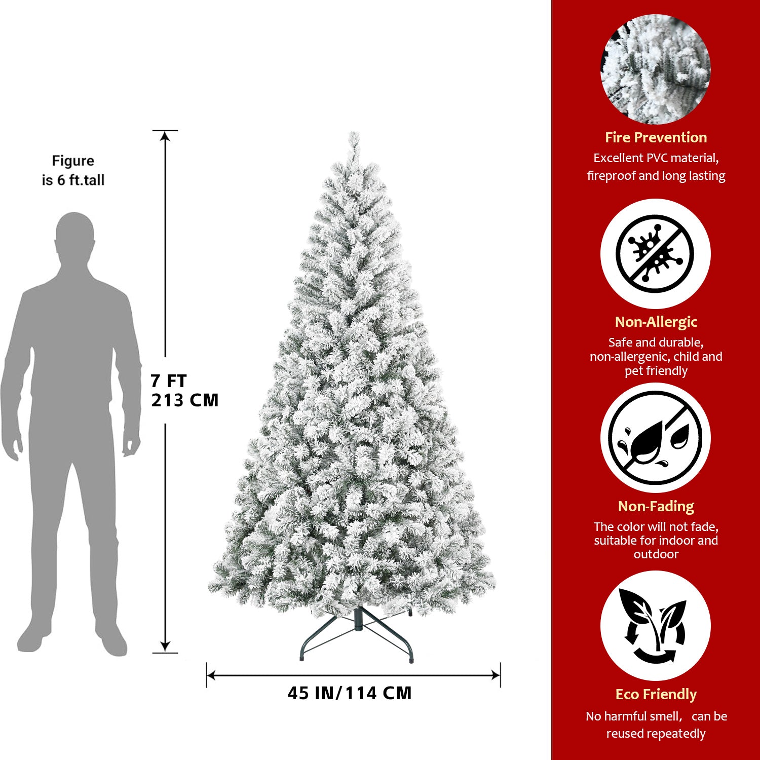 Makeatree Full Flocked Christmas Tree 4ft Unlit White Snow Artificial Tree with Stand (THT-TS)