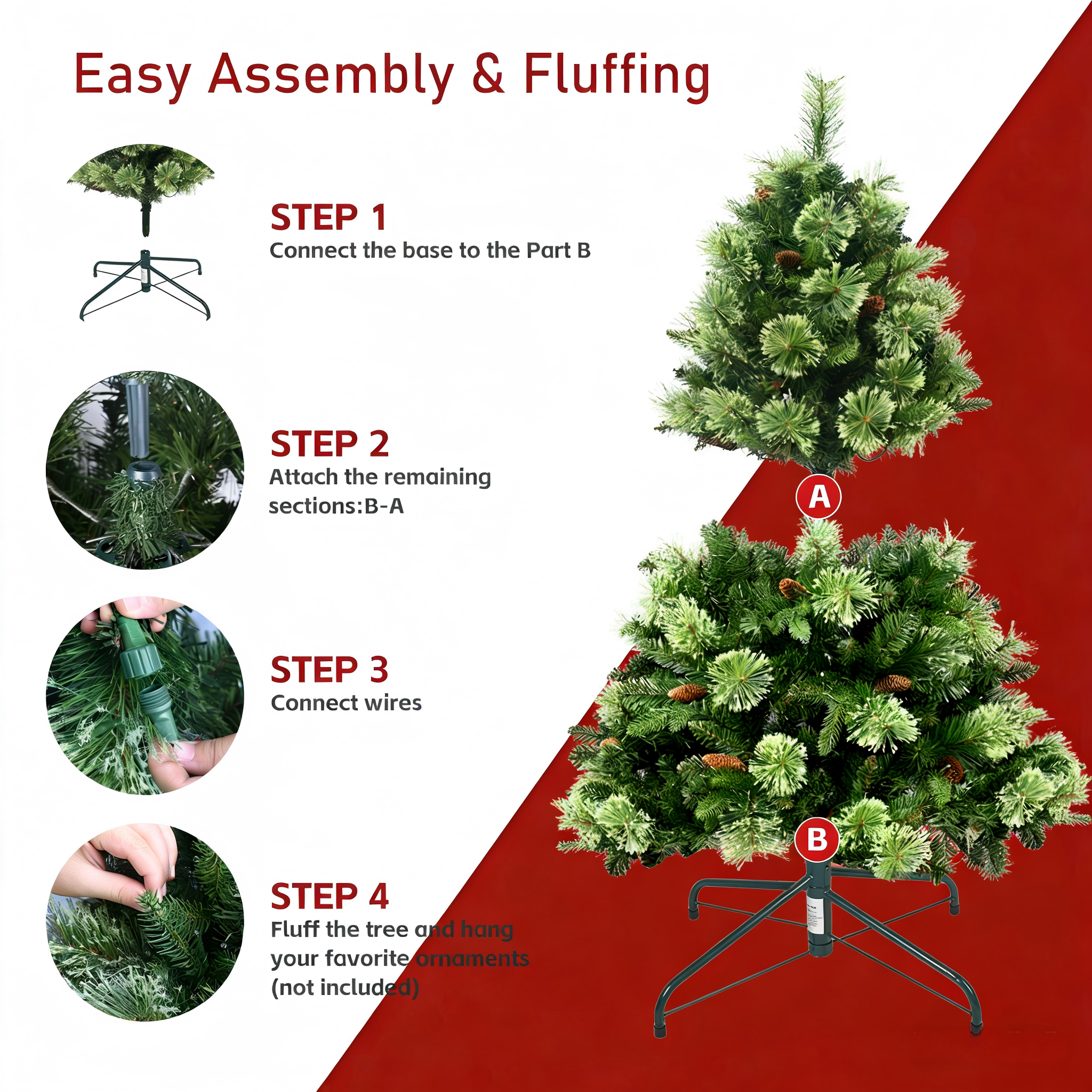 Makeatree Prelit Artificial Christmas Tree Carolina Pine (TUL-L)