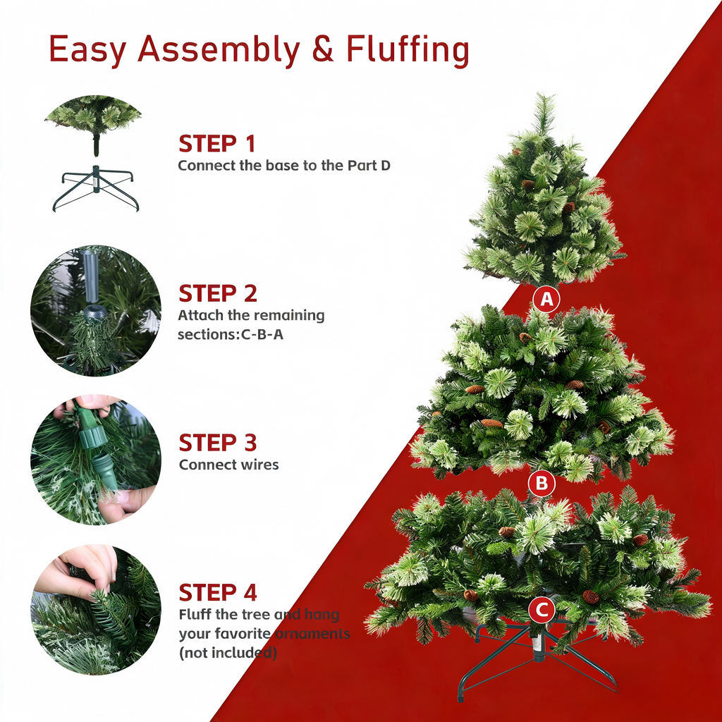 Makeatree Prelit Artificial Christmas Tree Carolina Pine (TUL-L)