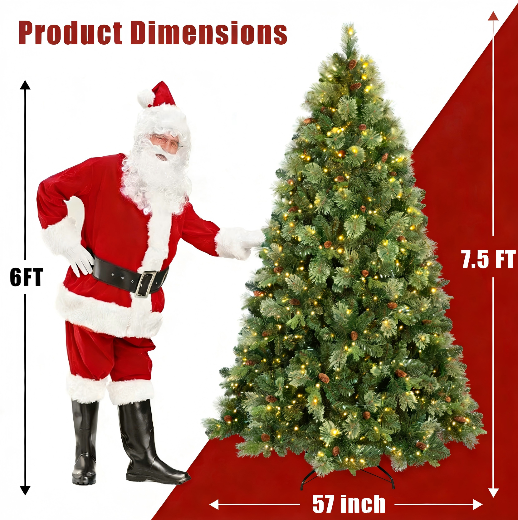 Makeatree Prelit Artificial Christmas Tree Carolina Pine (TUL-L)