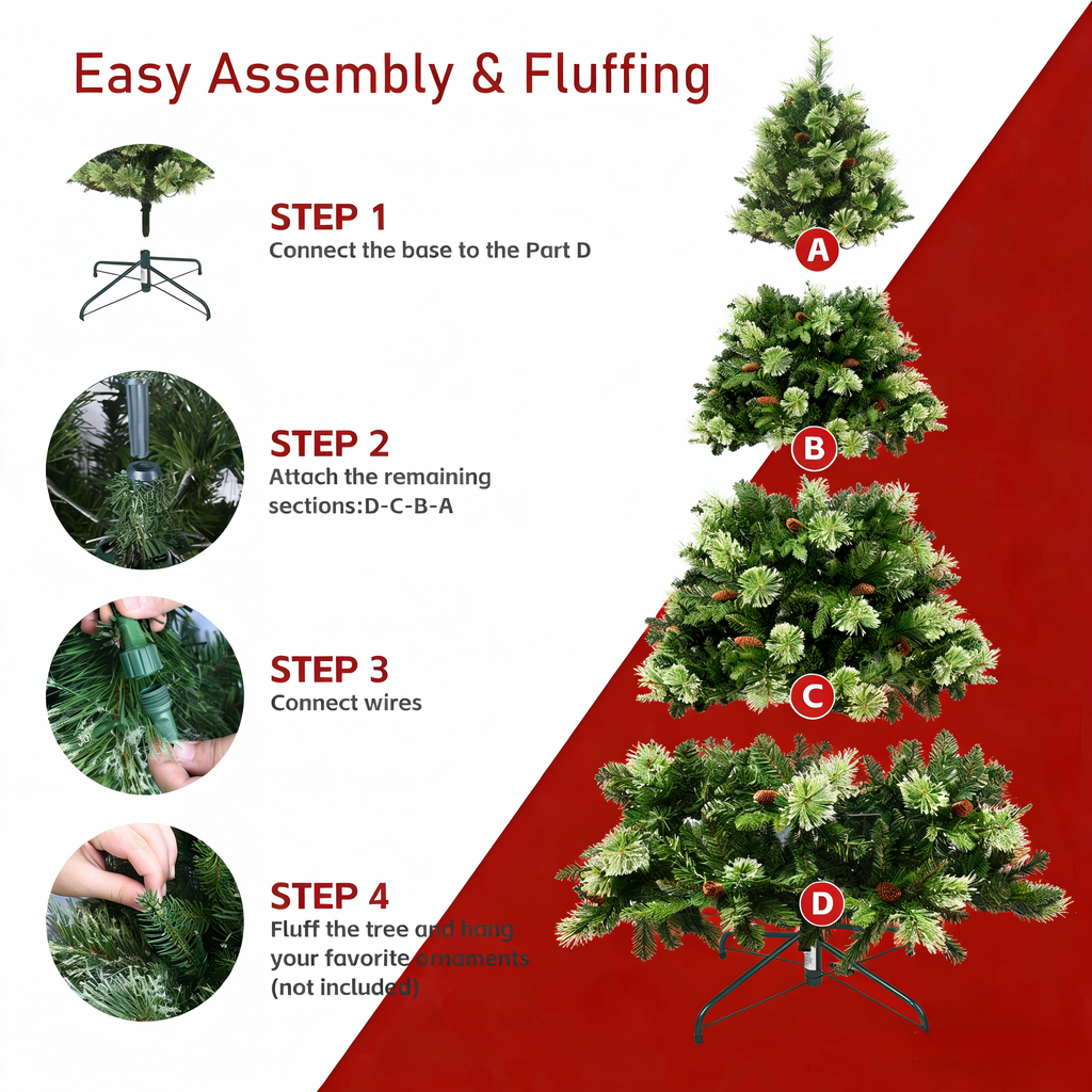 Makeatree Prelit Artificial Christmas Tree Carolina Pine (TUL-L)