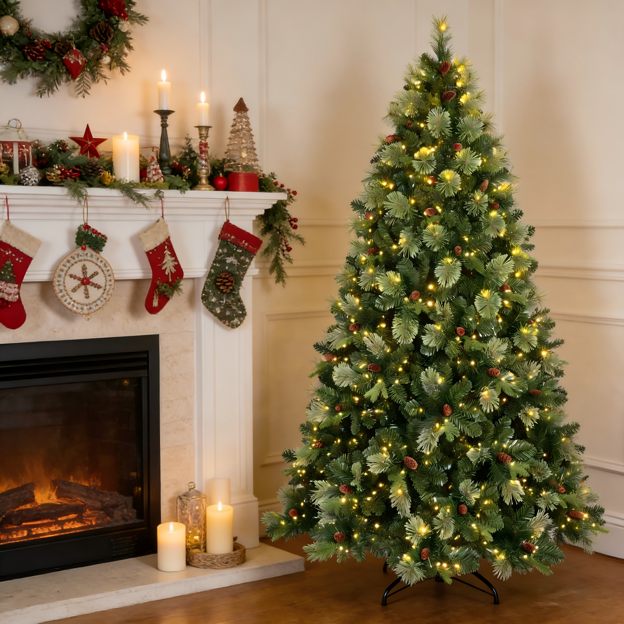 Makeatree Prelit Artificial Christmas Tree Carolina Pine (TUL-L)