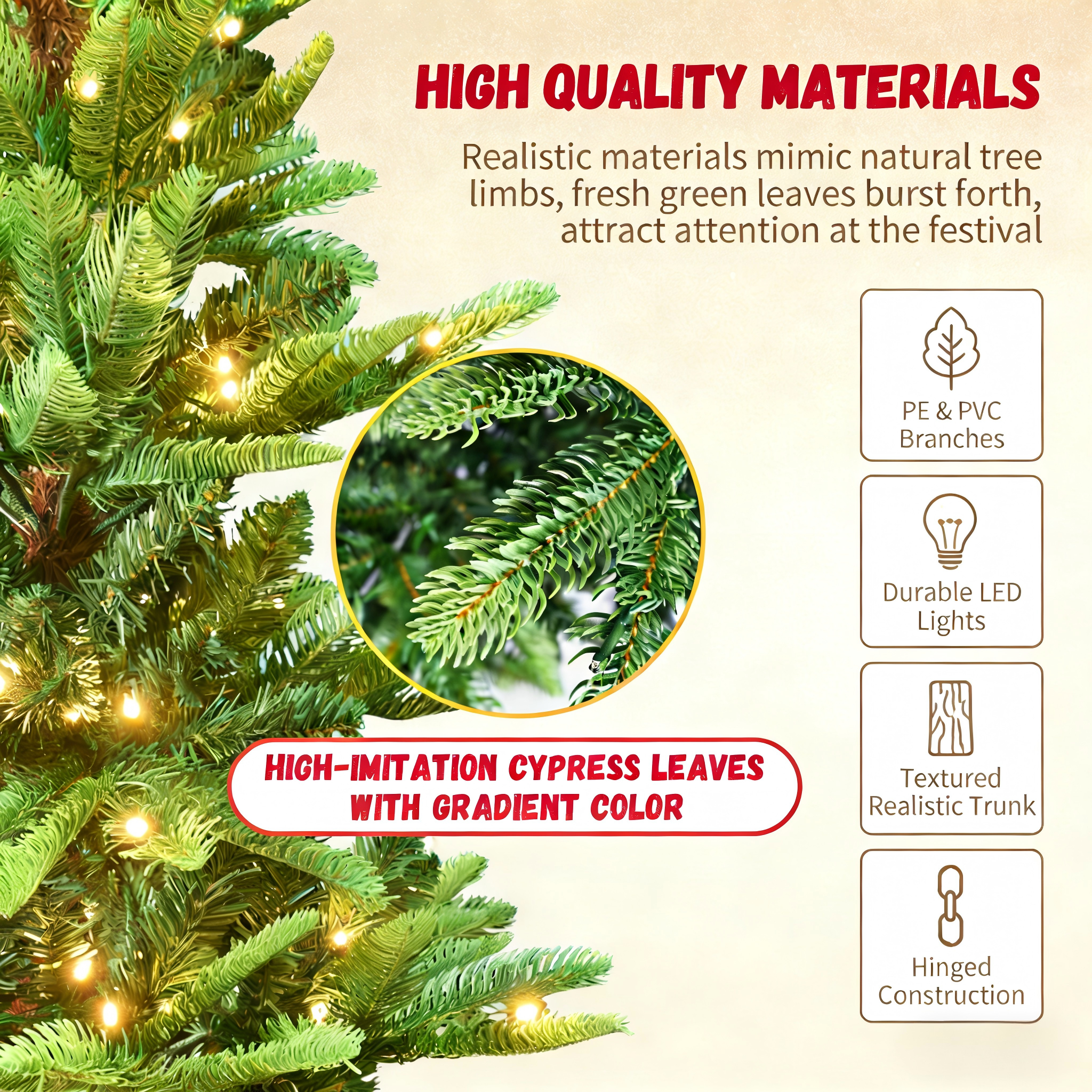 Makeatree Sparse Aspen Fir Christmas Tree Pre-Lit Layered Green Artificial Tree (WPS-T-L)