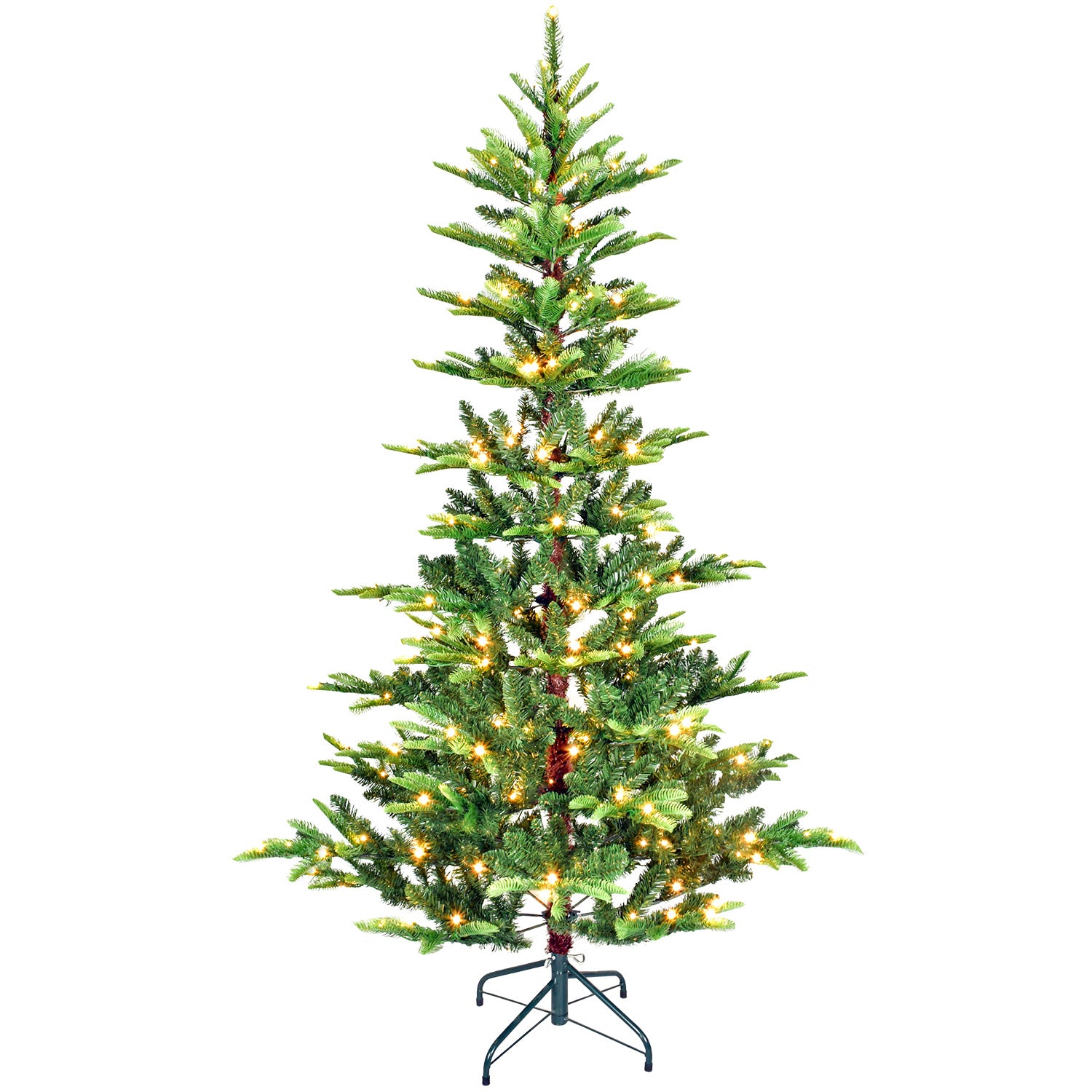 Makeatree Sparse Aspen Fir Christmas Tree Pre-Lit Layered Green Artificial Tree (WPS-T-L)