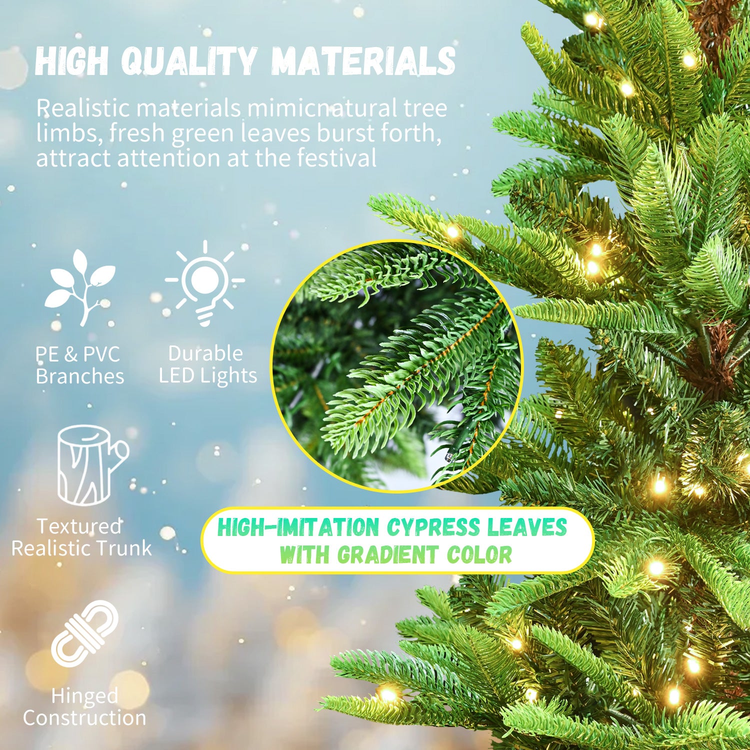 Makeatree Sparse Aspen Fir Christmas Tree Pre-Lit Layered Green Artificial Tree (WPS-T-L)