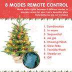 Makeatree Tabletop Christmas Tree 2ft Pre-Lit - Mini Tree with Berries, Pine Cones & Burlap Base (XAC20T-177T-50L)