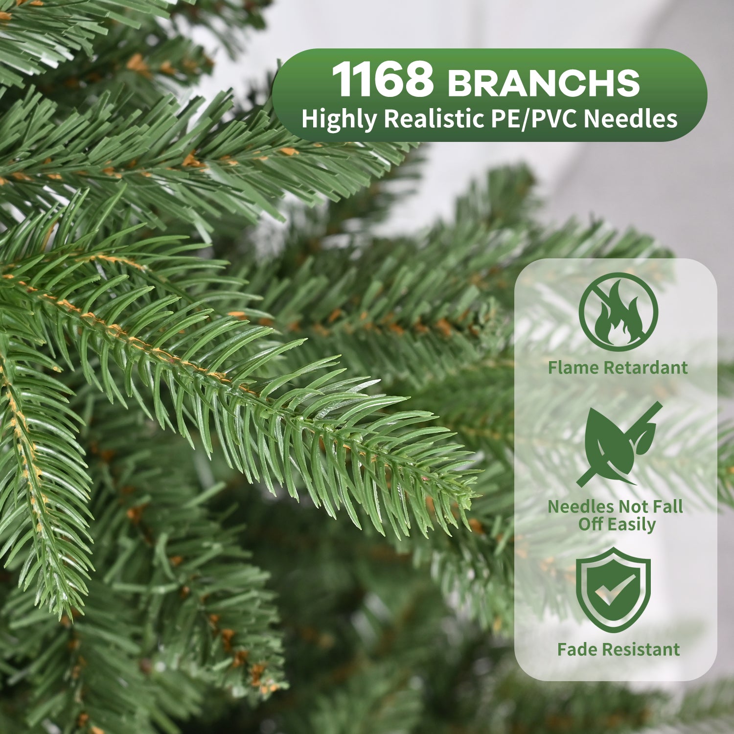 Makeatree Green Christmas Tree 6ft Unlit Full Artificial Tree with Hinged Branches (YAA)