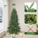 Makeatree Green Christmas Tree 6ft Unlit Full Artificial Tree with Hinged Branches (YAA)