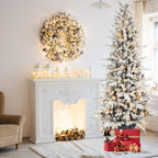 Makeatree Potted Snow Flocked Christmas Tree with Lights 2ft to 6.5ft Mini Pre-Lit Tree for Entryway & Porch Decor (OCO-TF-L)