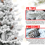 Makeatree Potted Snow Flocked Christmas Tree with Lights 2ft to 6.5ft Mini Pre-Lit Tree for Entryway & Porch Decor (OCO-TF-L)